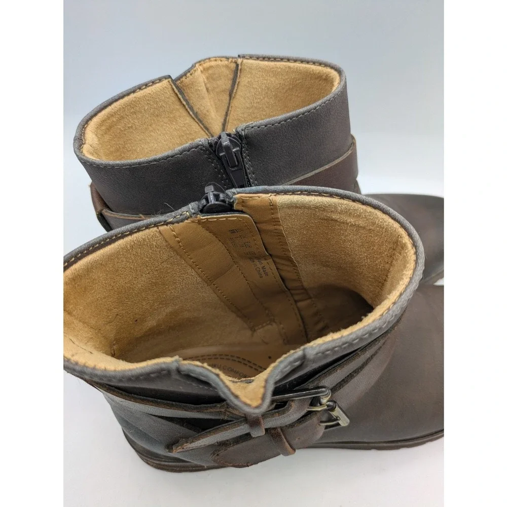 Natural Soul Boots Womens 8M Faux Leather Zipper 'Bembe' Ankle Brown‎ Shoes